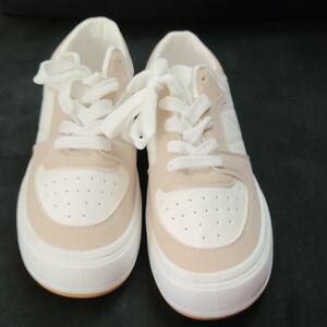 Women's Beige and White Sneakers